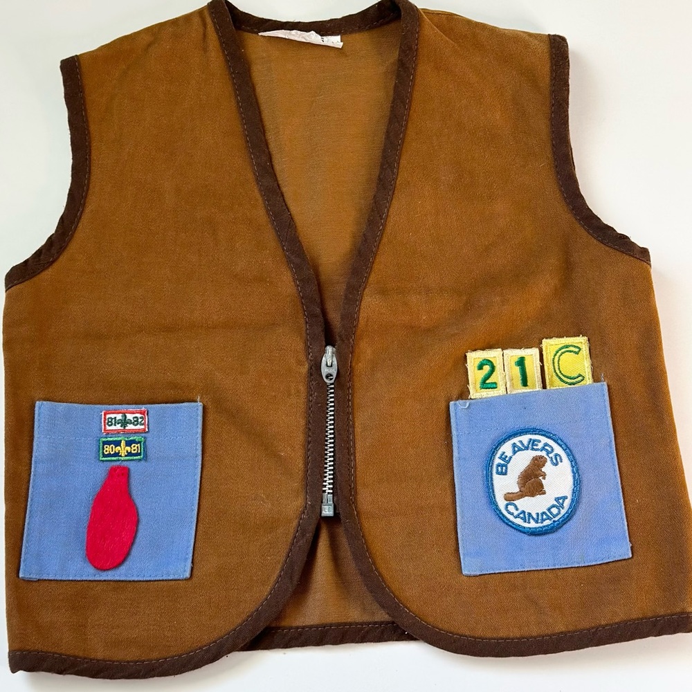 Vintage Boy Scouts Canada Vest Badges 1970s Beavers Troop Extra Leather Button